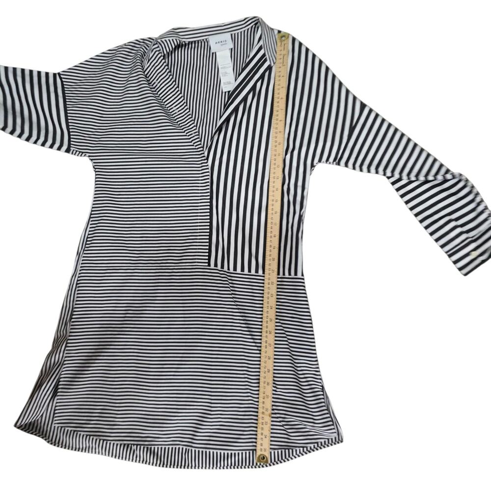 AKRIS PUNTO White Black Striped Cotton Kimono Poplin Shirt Dress 6 Small - Picture 7 of 7